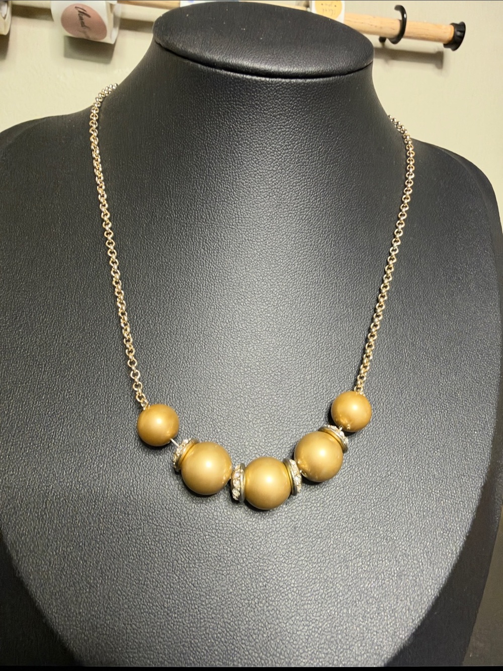Crown Trifari Dainty Gold Bead Statement Necklace